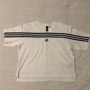 Adidas women’s White T-Shirt with Black Stripes